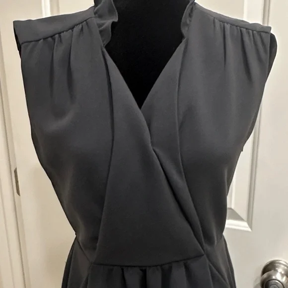 Rebecca Taylor Charcoal Grey Mini Faux Wrap Dress 4 - Picture 2 of 9
